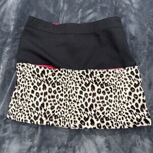 French Toast‎ Black Leopard Print Skirt Front Pockets Women's 12 Retro Mature